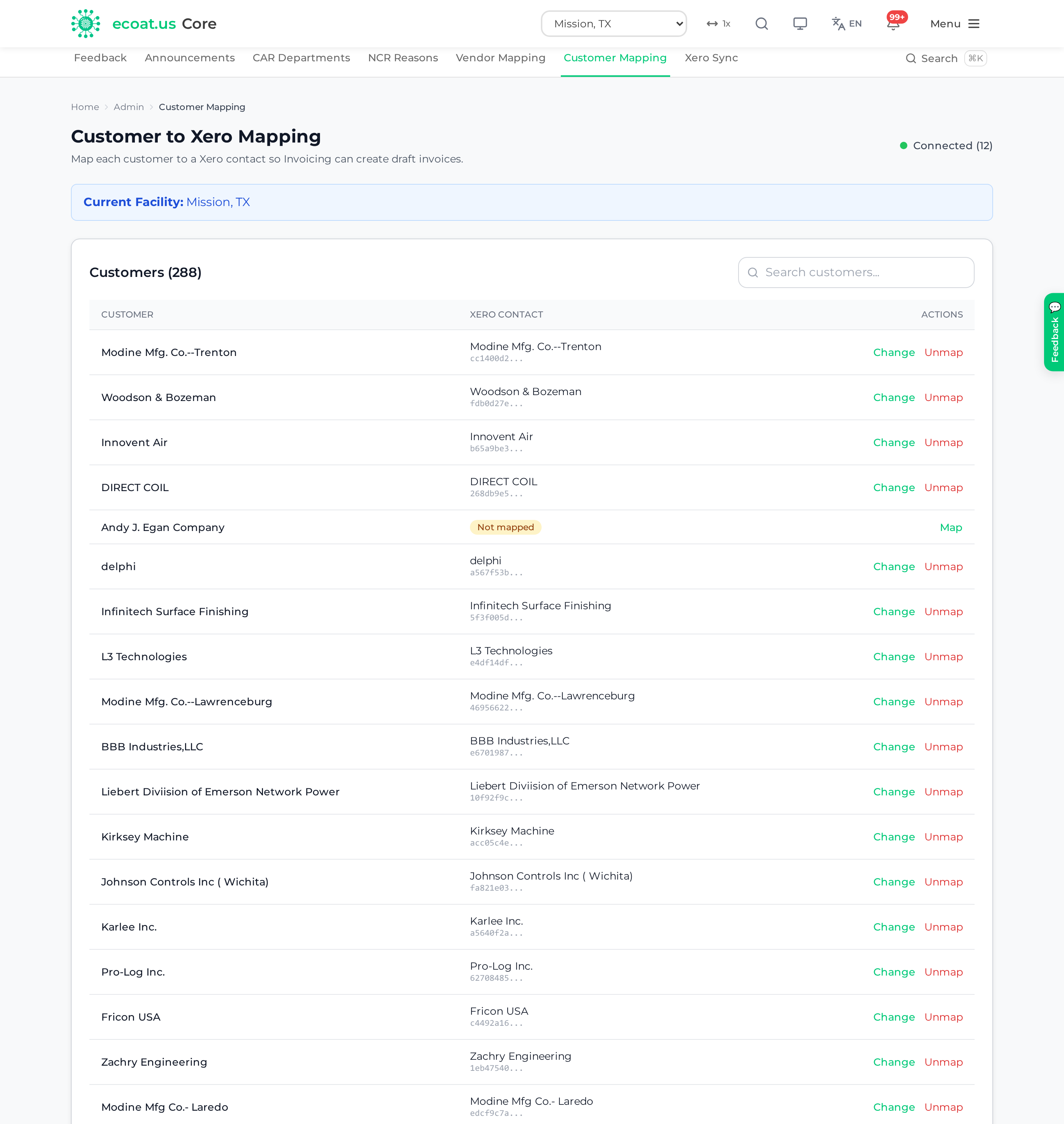 Mapping customers to Xero contacts