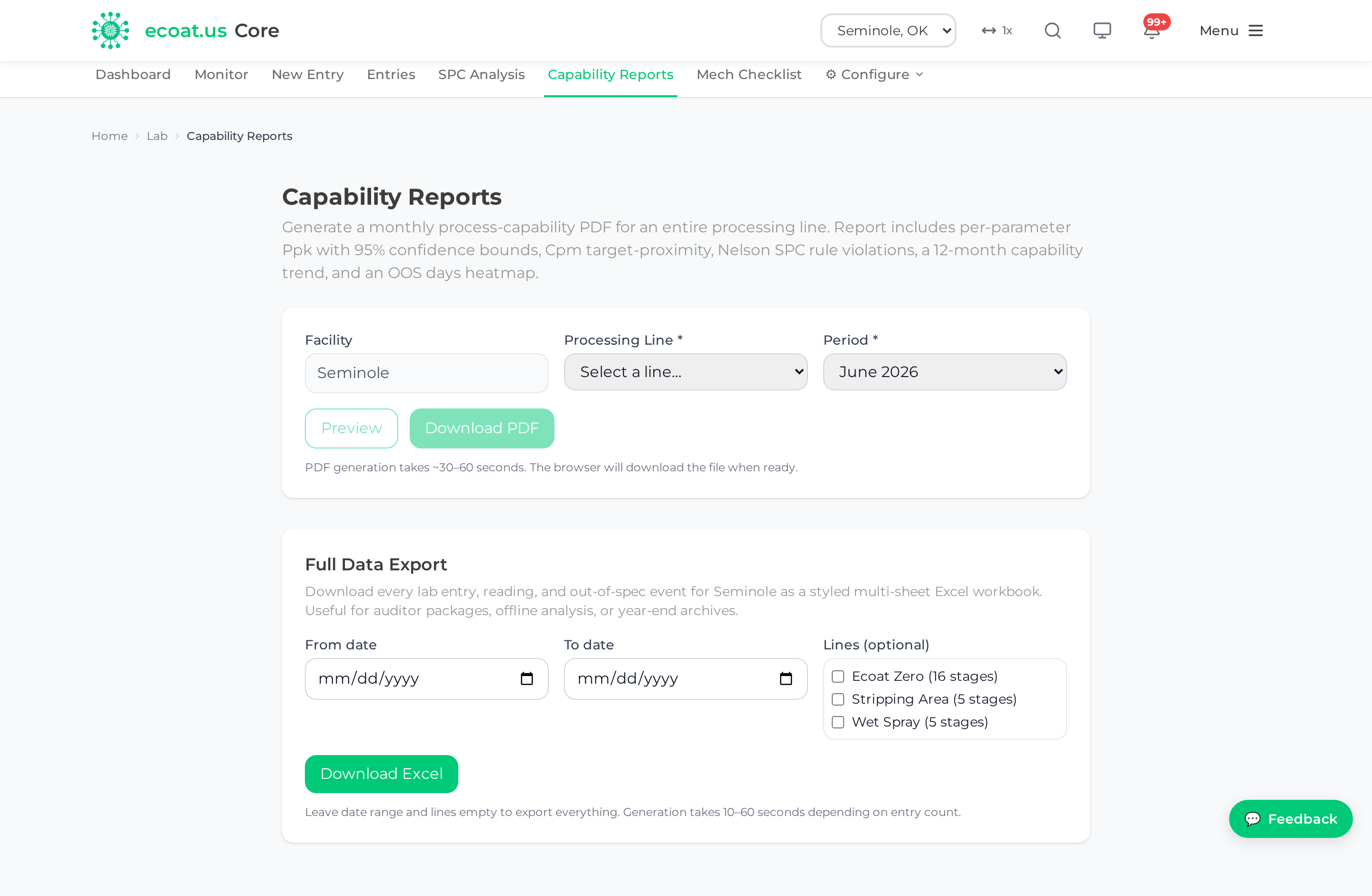 Capability reports
